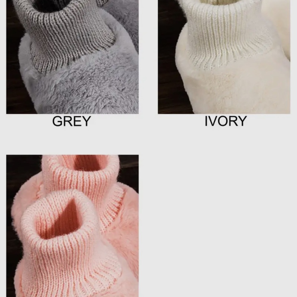 Plush Faux Fur Cozy Cream Knit Women's Slippers NWT Size S/M - Picture 7 of 9